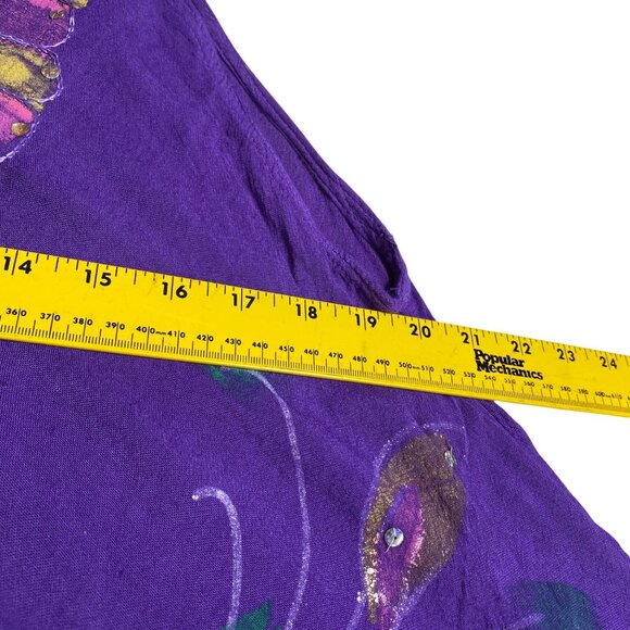 Purple Floral Sleeveless Tunic Top With Crochet Neckline Beachy Flowy - Picture 9 of 13